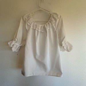 NWOT White Peasant Style M Poly/Cotton 3/4 Sleeves Blouse